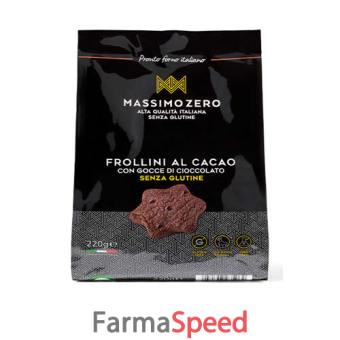 massimo zero frollini al cacao con gocce di cioccolato senza glutine 220 g