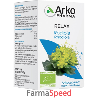 arkocapsule rodiola bio 45 capsule