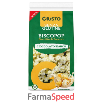 giusto senza glutine biscopop biscottini & popcorn cioccolato bianco 80 g