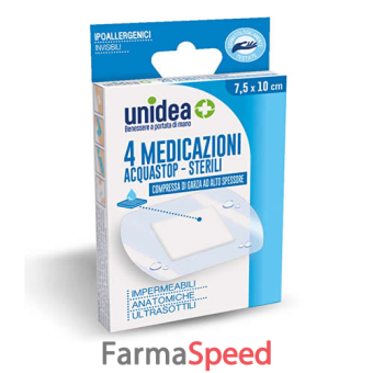 medicazione unidea 7,5 x 10 cm sterile impermeabile 4 pezzi