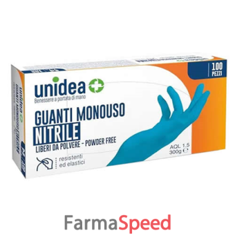 guanti in nitrile senza polvere unidea misura large 100 pezzi