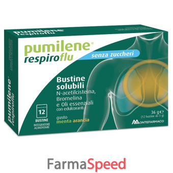 pumilene respiroflu senza zucchero 12 bustine gusto menta arancia 36 g