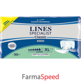 pannolone a mutanda lines specialist classic super pm xl 30 pezzi