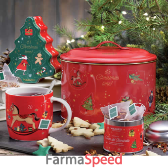 Neavita Biscottiera Natale Con Barattolino Con Infuso Fuoco Del Caminetto E  Mug