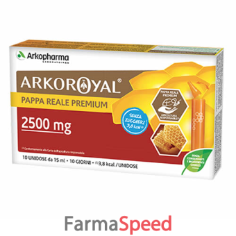 arkoroyal pappa reale premium 2500 mg senza zucchero 10 fiale