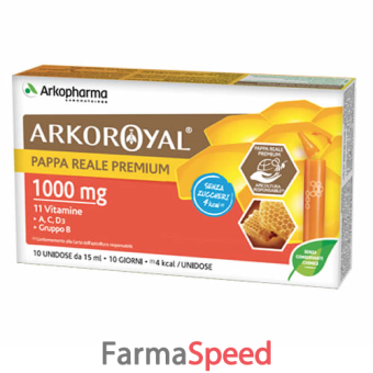 arkoroyal pappa reale premium 1000 mg + 11 vitamine senza zucchero 10 fiale