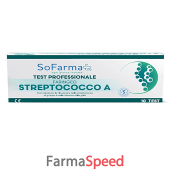 test rapido faringeo strepto a sofarmapiu' rilevazione antigene streptococco a su tampone faringeo mediante immunocromatografia professionale 10 pezzi