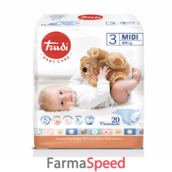 trudi baby care pannolino bambini midi 4/9 kg 20 pezzi