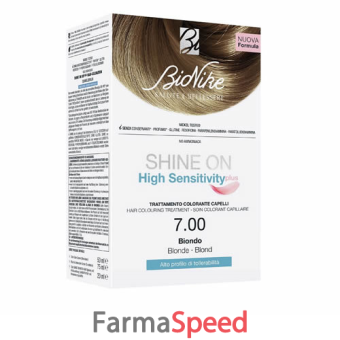 shine on high sensitivity plus biondo 7,00 rivelatore in crema 75 ml + crema colorante 50 ml