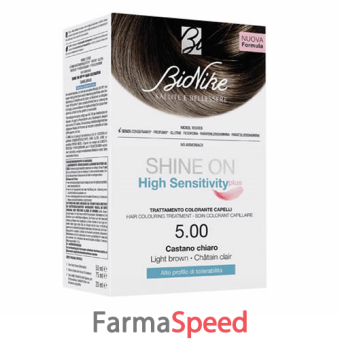 shine on high sensitivity plus castano chiaro 5,00 rivelatore in crema 75 ml + crema colorante 50 ml