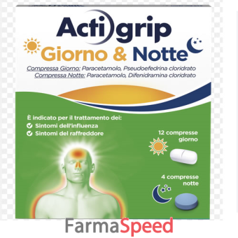 actigrip giorno e notte - 500 mg + 60 mg compresse 12 compresse giorno + 500 mg + 25 mg compresse 4 compresse notte 