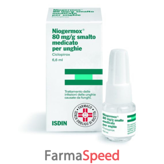 niogermox - 80 mg/g smalto medicato per unghie flacone in vetro da 6,6 ml con tappo a vite pp + pennellino applicatore 