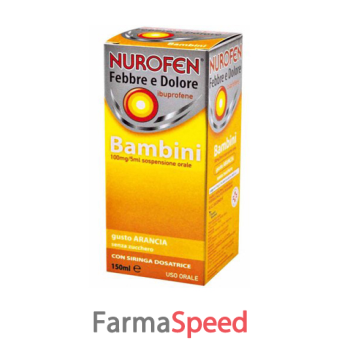 nurofen febbre d - bambini 100 mg/5 ml sospensione orale gusto arancia senza zucchero flacone da 150 ml con siringa per somministrazione orale