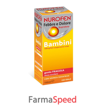 nurofen febbre e dolore - bambini 100 mg/5 ml sospensione orale gusto fragola senza zucchero flacone da 150 ml con siringa dosatrice